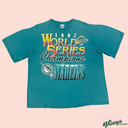 Vintage 90s True Fan Florida Marlins 1997 World Series Champions Shirt Mens XL
