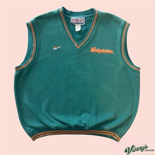Vintage 90s Reebok NFL Pro Line Miami Dolphins Football Vest Mens Large