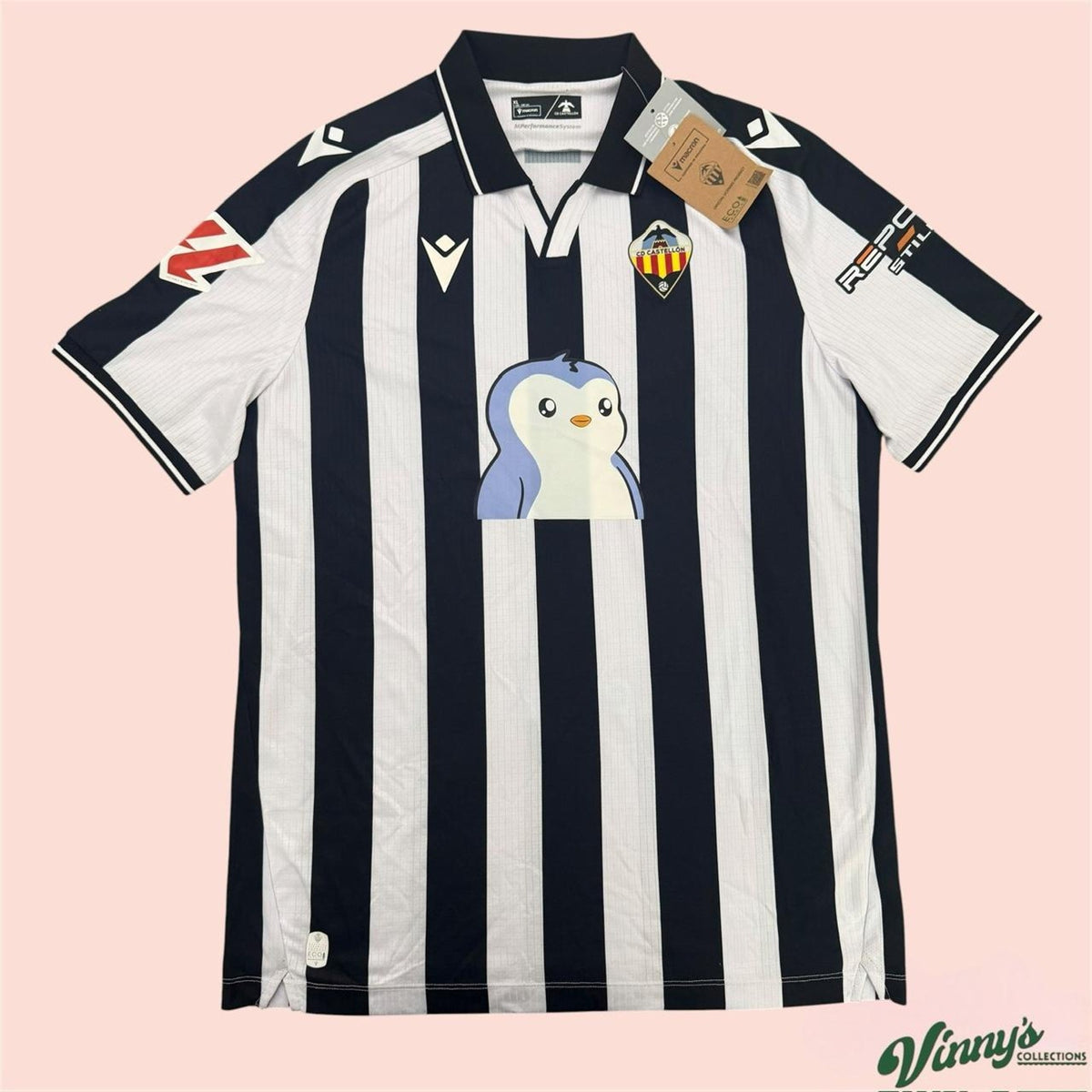 NWT Macron 2024-25 CD Castellón Pudgy Penguins  Soccer Jersey Kit Mens XL