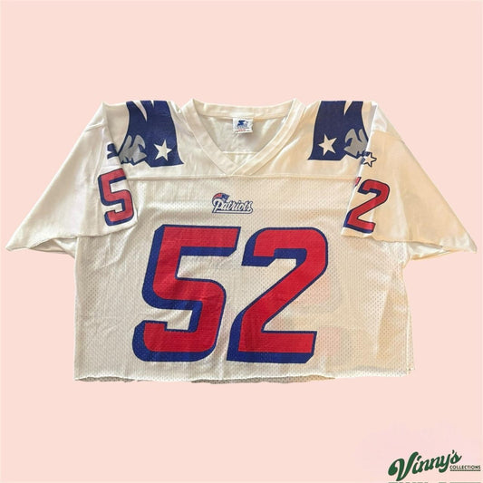 Vintage Starter New England Patriots Ted Johnson Cropped Football Jersey Mens XL
