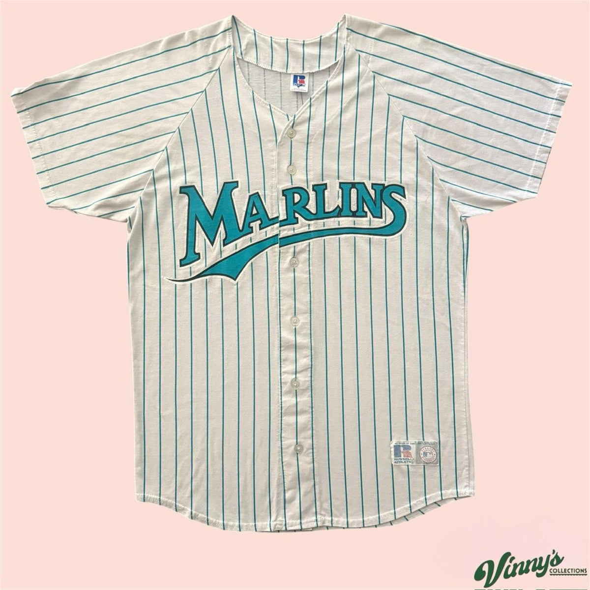 Vintage 90s Russell Athletic MLB Florida Marlins Baseball Jersey Mens Large