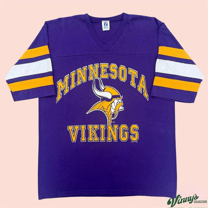 Vintage 90s Logo 7 NFL Minnesota Vikings Stripe Football Shirt Mens XL