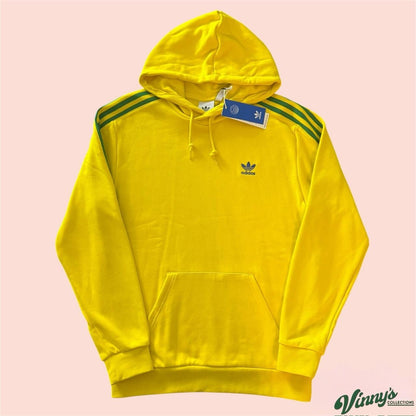 NWT Adidas Originals Yellow Green Stripes Brazil Hoodie Mens Medium