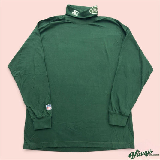 Vintage 90s Starter New York Jets Mock Neck LS Shirt Mens 2XL