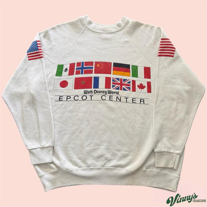 Vintage 90s Disney EPCOT World Showcase Flag Crewneck Sweatshirt Mens 3XL