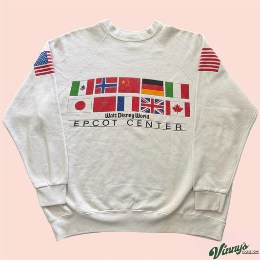 Vintage 90s Disney EPCOT World Showcase Flag Crewneck Sweatshirt Mens 3XL