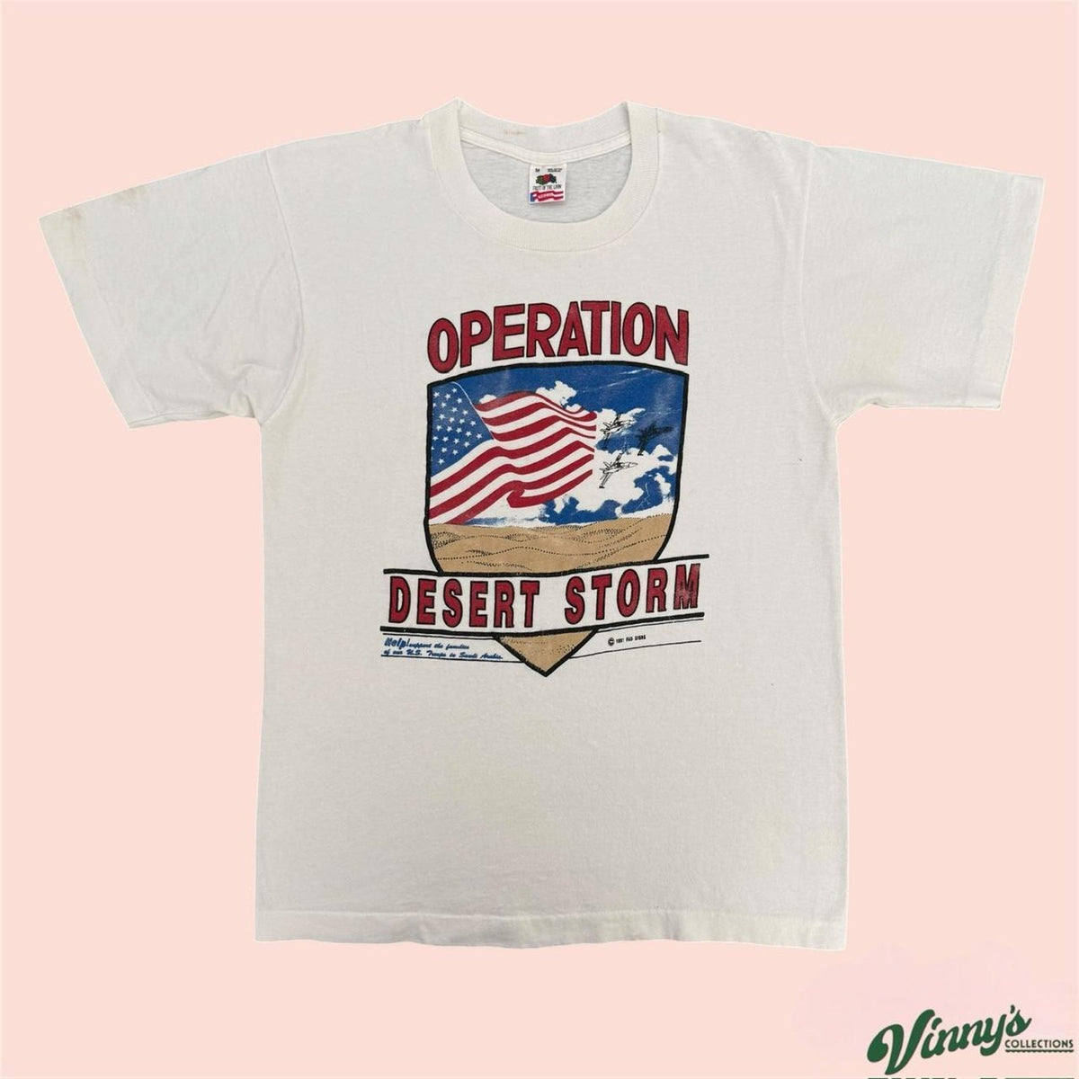 Vintage 90d Fruit of the Loom Operation Desert Storm Shirt Mens Medium