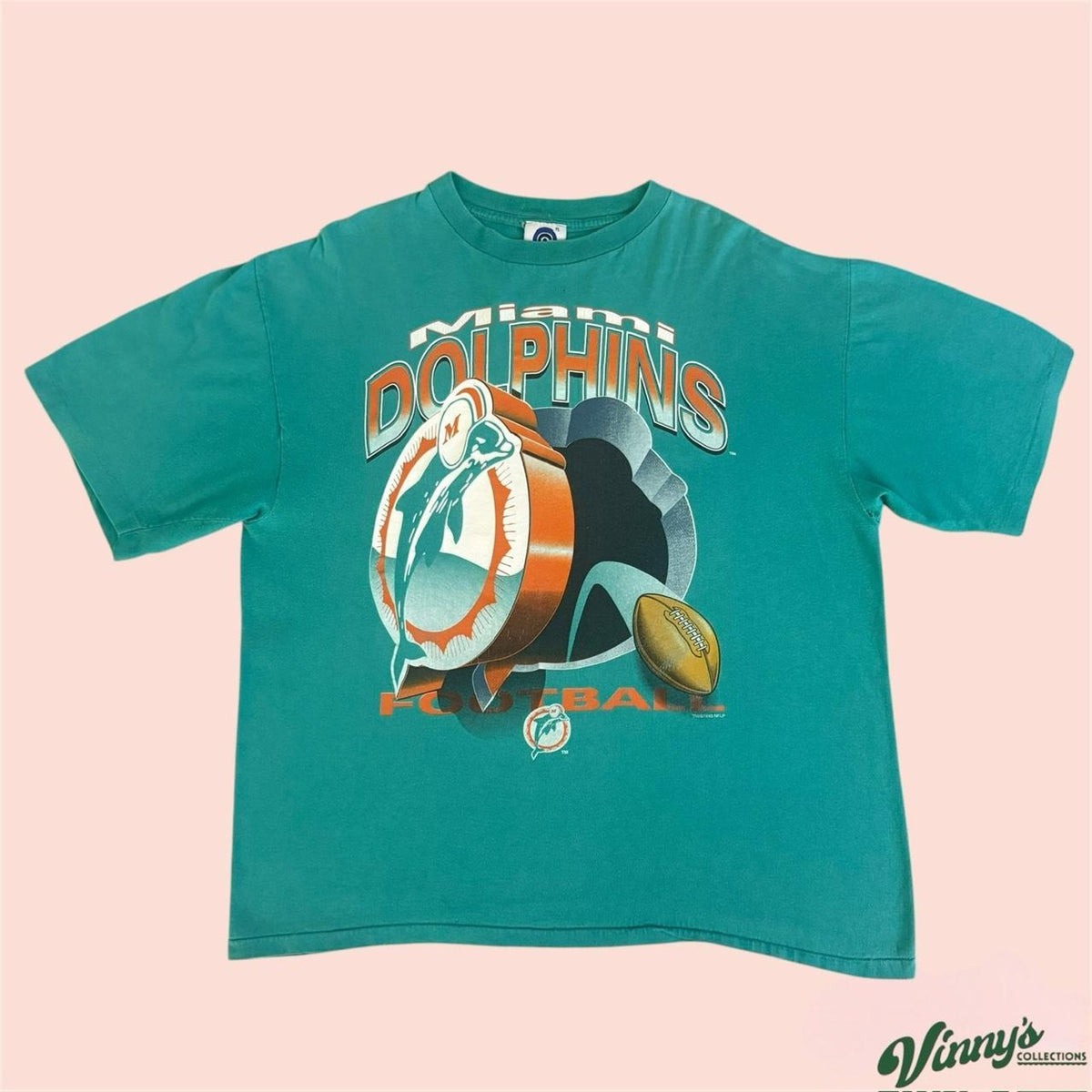 Vintage 90s College Concepts NFL Miami Dolphins 3D Football Shirt Mens XL