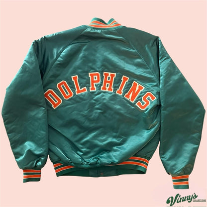 Vintage 90s Chalkline NFL Miami Dolphins Football Satin Jacket Youth XL