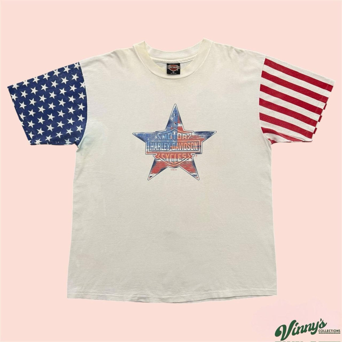 Vintage 90s Harley Davidson USA Stars & Stripes Las Vegas Bike Shirt Mens XL