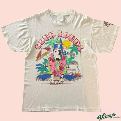 Vintage 80s Bud Light Club Spuds Spud McKenzie Dog Shirt Mens Large
