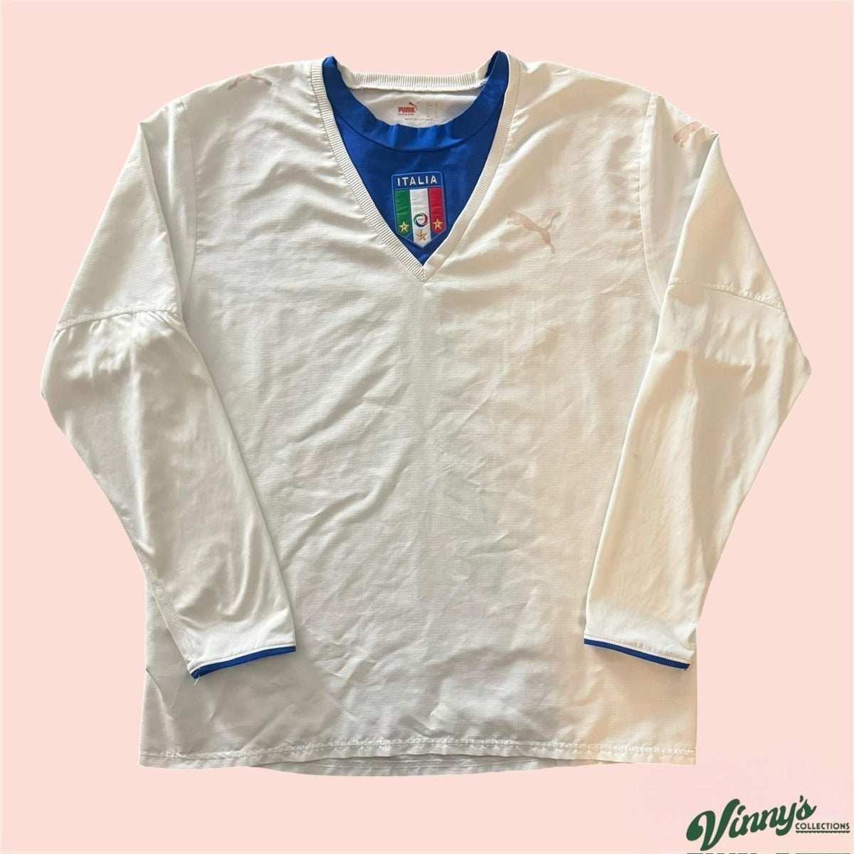 Vintage 00s Puma Italy 2006 World Cup LS Soccer Jersey Kit Mens Large