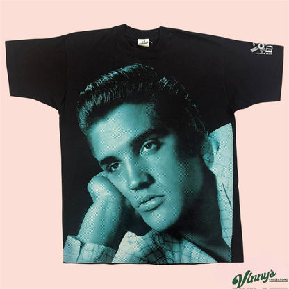 Vintage 90s Cronies Elvis Presley AOP Shirt Mens XL