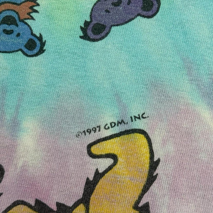 Vintage 90s Liquid Blue Grateful Dead Dancing Bear Tie Dye LS Shirt Mens Large