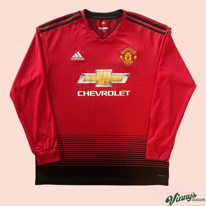 2018/19 Adidas Manchester United Home LS Soccer Jersey Kit Mens Large