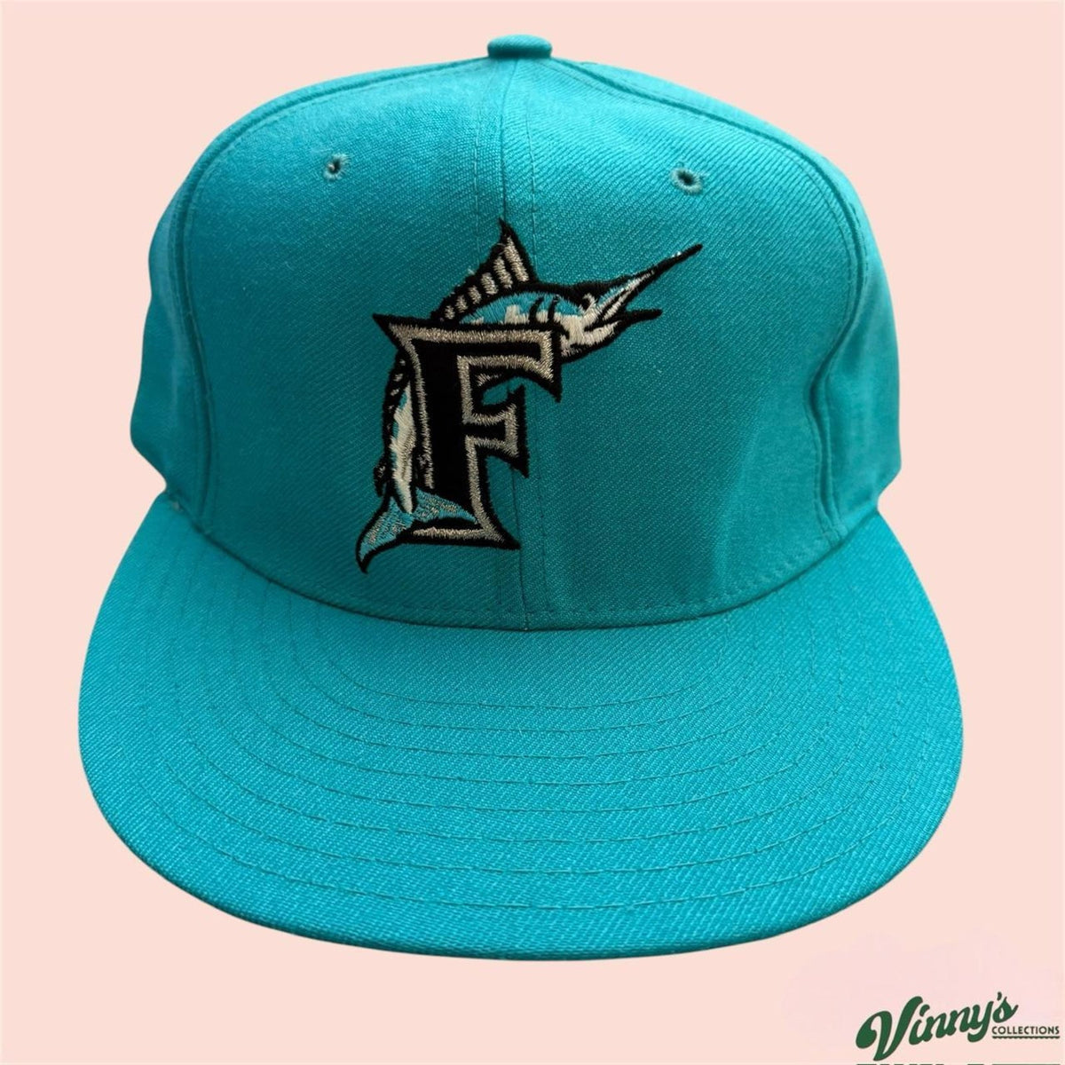 Vintage 90s New Era Florida Marlins Diamond Collection Wool Fitted Sz 7