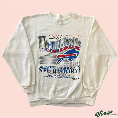 Vintage 1993 Trench NFL Buffalo Bills Football Crewneck Sweatshirt Mens Large