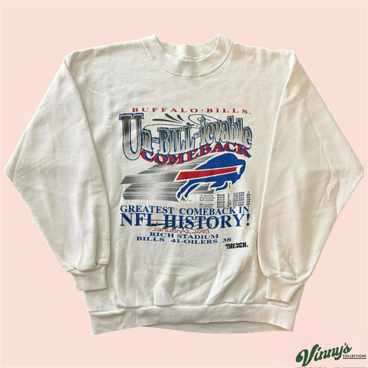 Vintage 1993 Trench NFL Buffalo Bills Football Crewneck Sweatshirt Mens Large