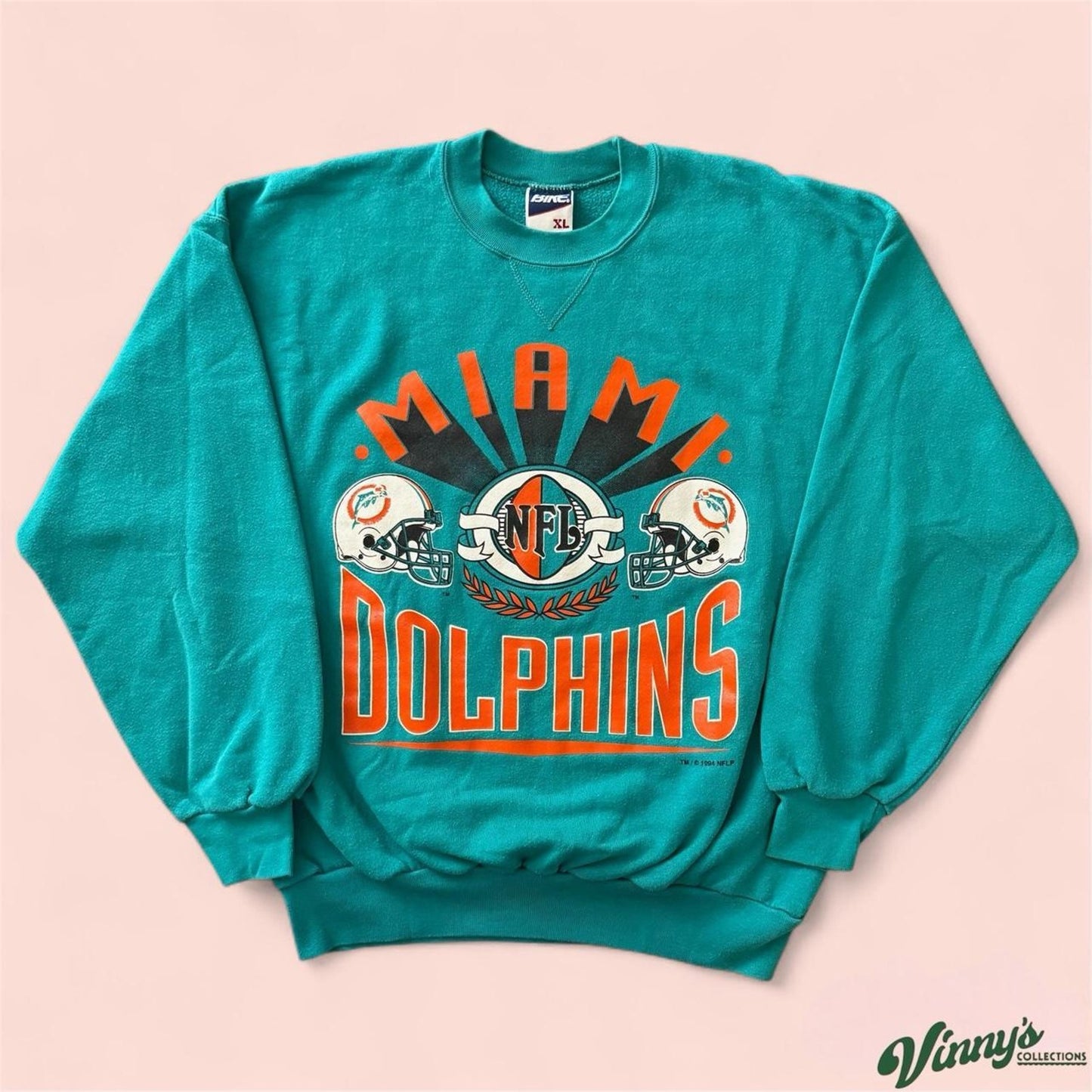 Vintage Bike 1994 NFL Miami Dolphins Football Crewneck Sweatshirt Mens XL