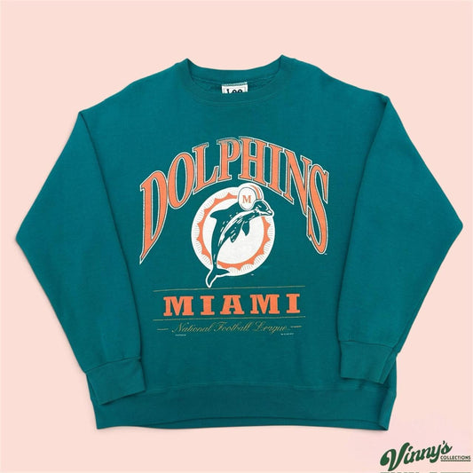 Vintage 90s Lee Sport Miami Dolphins Football Crewneck Sweatshirt Mens Large