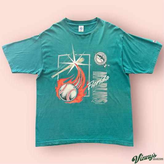 Vintage Logo 7 MLB Florida Marlins Baseball Shirt Mens XL