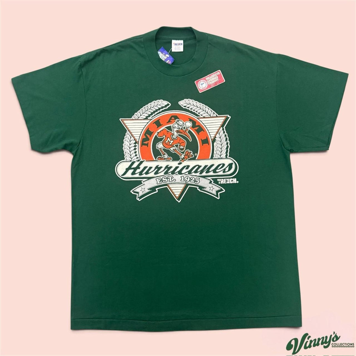 Vintage 90s Trench Miami Hurricanes College Shirt Mens XL