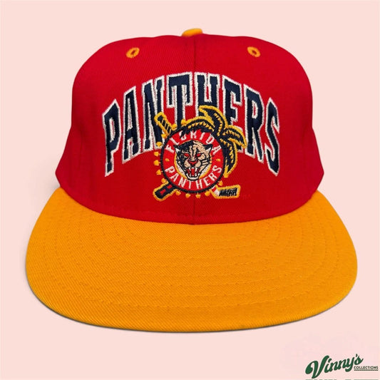 Vintage 90s Double Logo Florida Panthers Hockey Fitted Hat 7 1/4