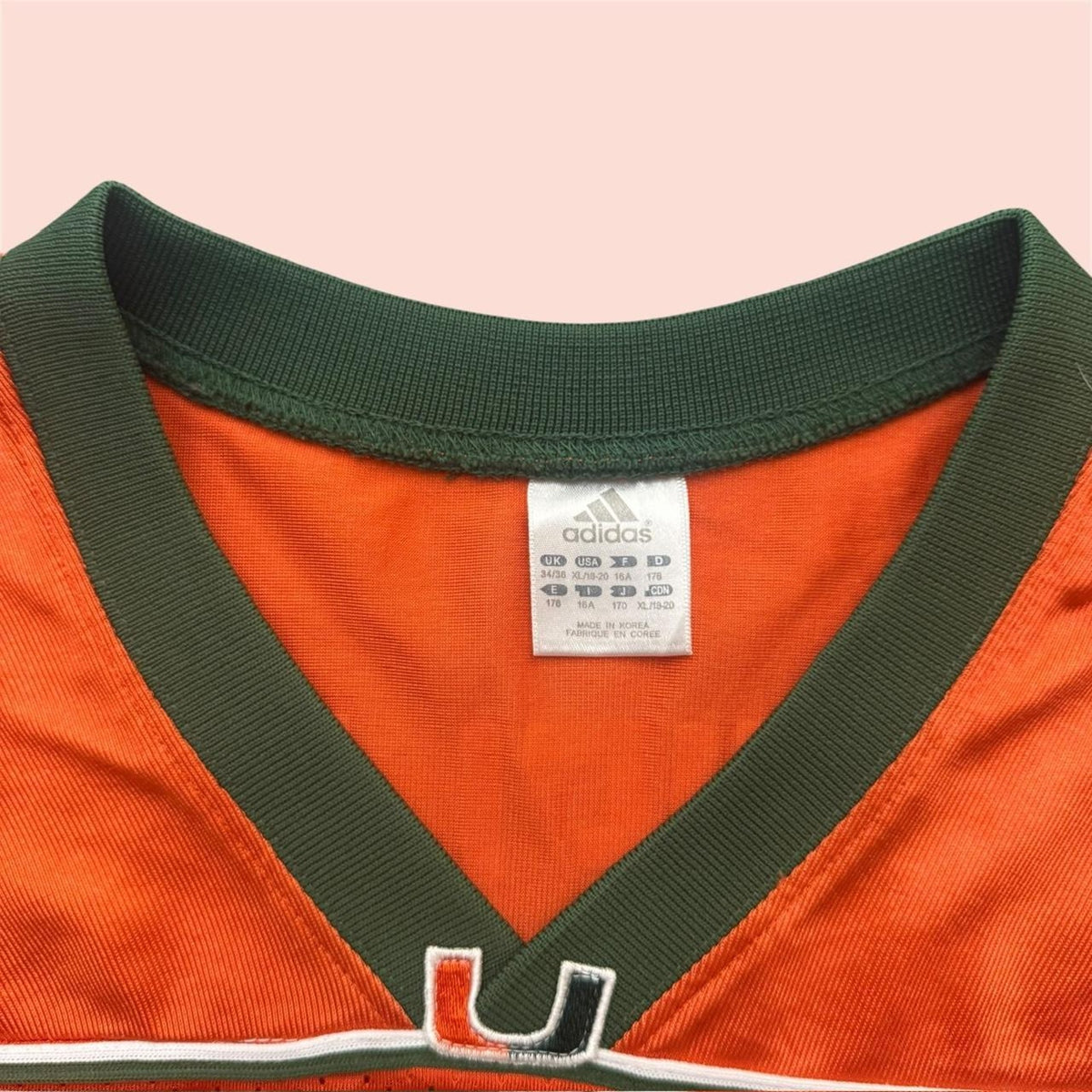 Vintage 90s Adidas Miami Hurricanes Shields College Football Jersey Youth XL
