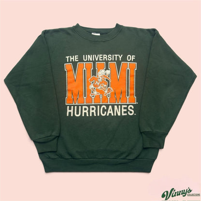 Vintage 90s Tultex Miami Hurricanes College Crewneck Sweatshirt Mens XL