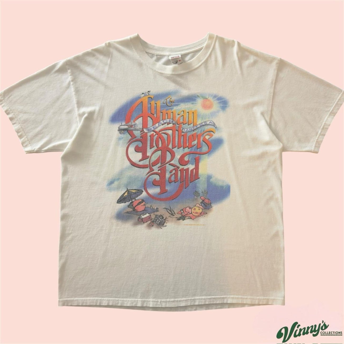 Vintage 00s 2002 Alman Brothers Band Peach Party Band Shirt Mens XL