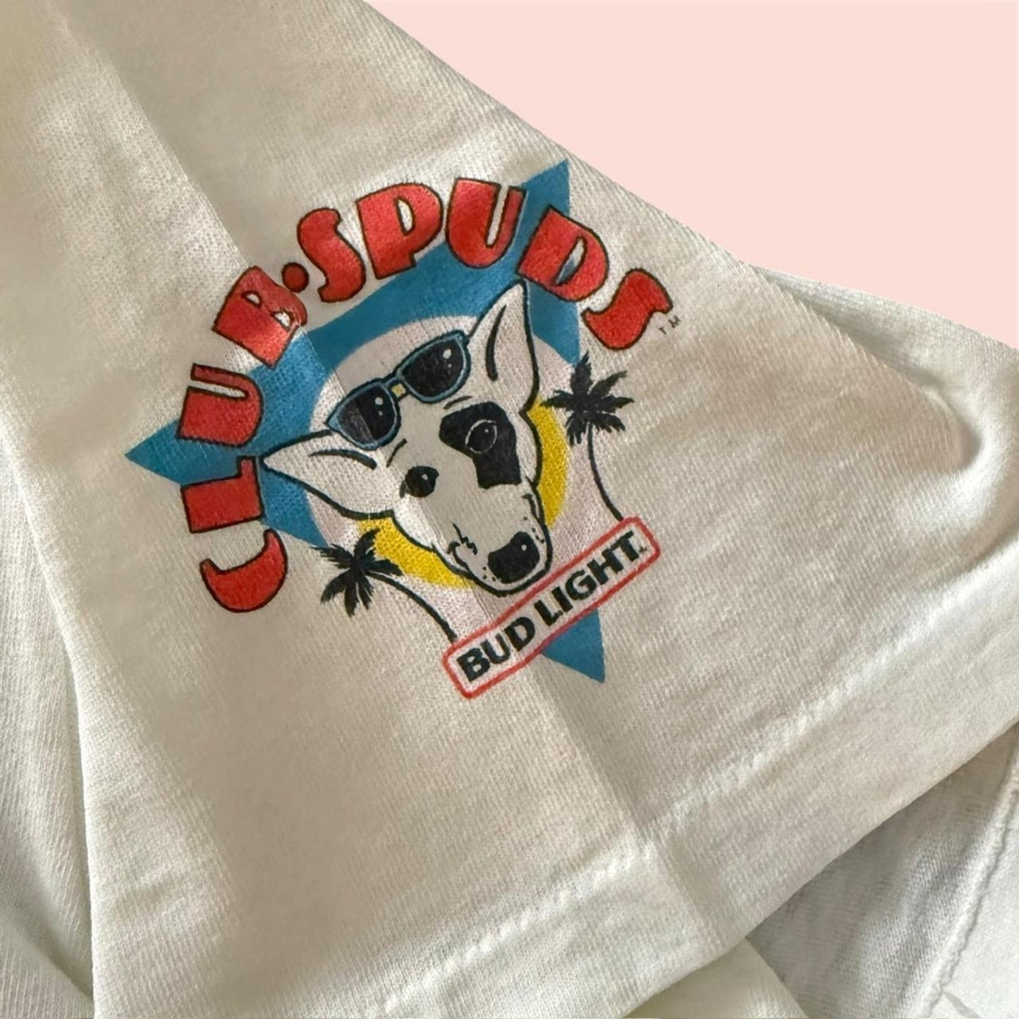 Vintage 80s Bud Light Club Spuds Spud McKenzie Dog Shirt Mens Large