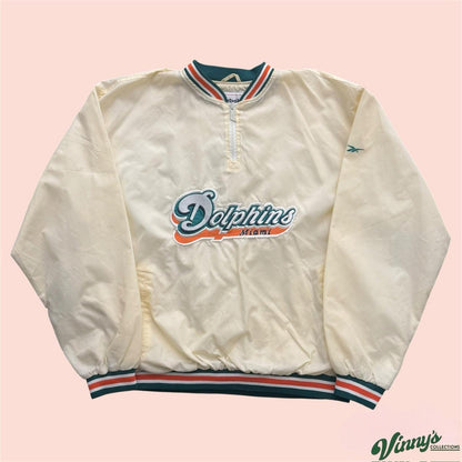 Vintage 90s Reebok NFL Miami Dolphins 3/4 Zip Jacket Mens XL