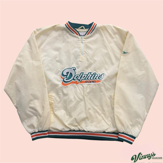 Vintage 90s Reebok NFL Miami Dolphins 3/4 Zip Jacket Mens XL