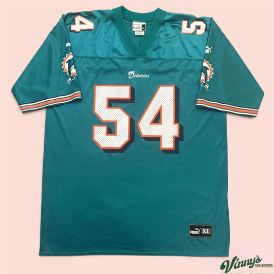 Vintage 90s Puma Miami Dolphins Zach Thomas Football Jersey Mens XL