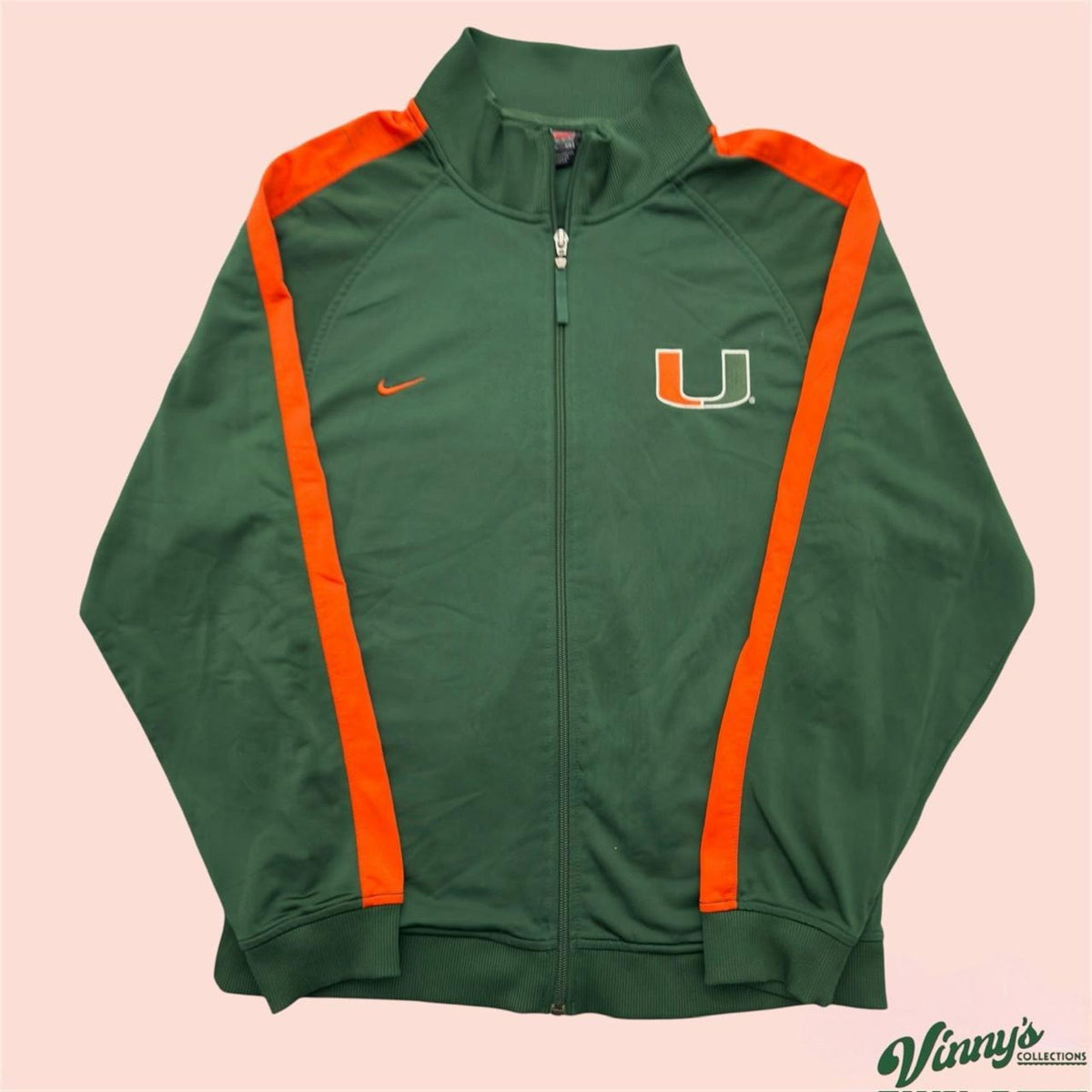 Vintage 00s Y2K Nike Team Miami Hurricanes College Track Jacket Mens Small