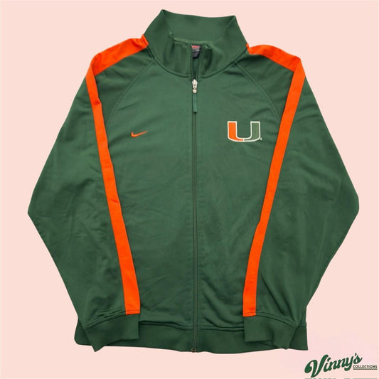 Vintage 00s Y2K Nike Team Miami Hurricanes College Track Jacket Mens Small
