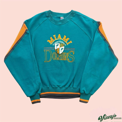 Vintage 90s The Game Miami Dolphins Shield Football Crewneck Sweatshirt Mens XL