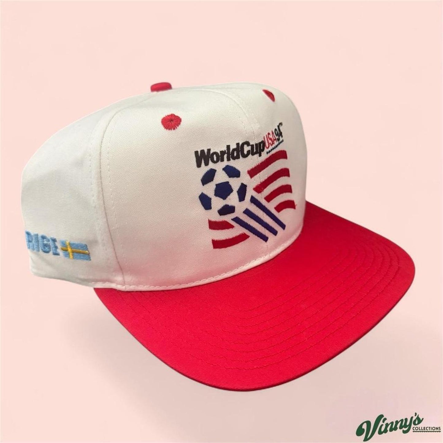 Vintage 90s 1994 World Cup Sweden White Soccer Snapback Hat