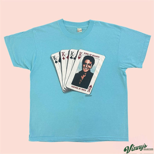 Vintage 90s Screen Stars Elvis King of Hearts Shirt Mens XL