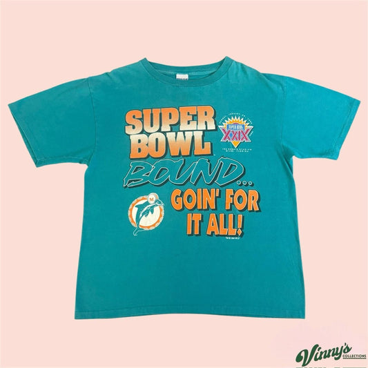 Vintage True Fan NFL Miami Dolphins Super Bowl XXIX Football Shirt Mens Large
