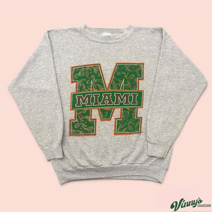 Vintage 90s Tultex Miami Hurricanes College Paisley Sweatshirt Mens XL