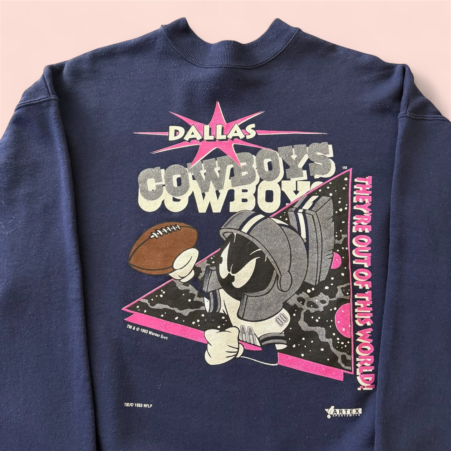 Vintage 1993 NFL Dallas Cowboys Marvin Martians Football Sweatshirt Mens XL