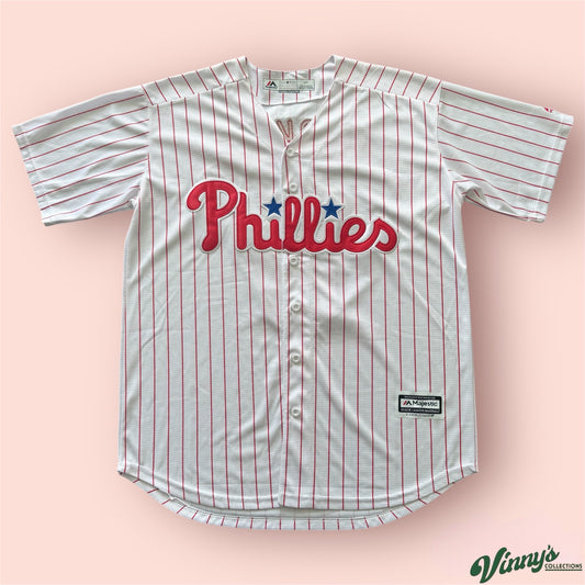 Majestic MLB Philadelphia Phillies Rhys Hoskins Baseball Jersey Mens Small