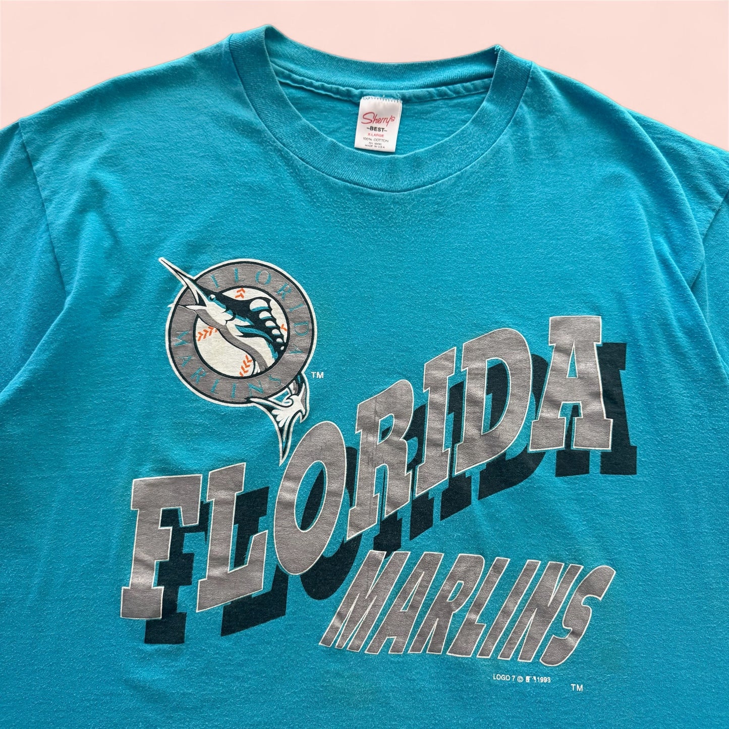 Vintage 1993 Sherry’s Best MLB Florida Marlins Baseball Shirt Mens XL