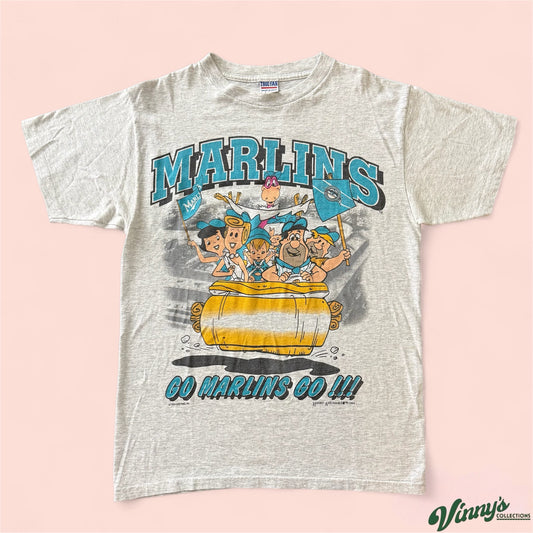 Vintage True Fan MLB Florida Marlins Flintstones Baseball Shirt Mens Large
