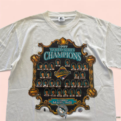 Vintage Starter MLB Florida Marlins 1997 World Series Baseball Shirt Mens Medium