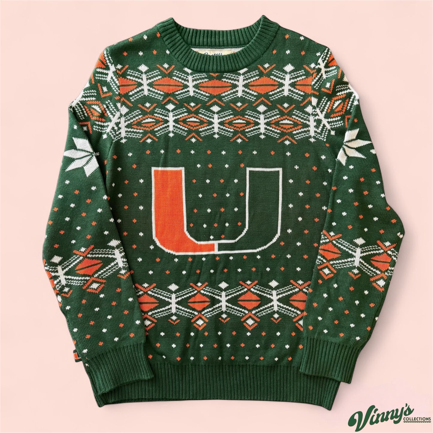 Campus Specialties NCAA Miami Hurricanes College Christmas Sweater Mens Large