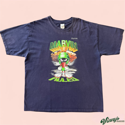 Vintage 90s Looney Tunes Florida Marvin Martian Rules Shirt Mens XL