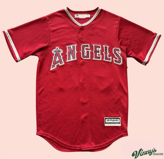 Majestic MLB Los Angeles Anaheim Angels Mike Trout Baseball Jersey Mens Small