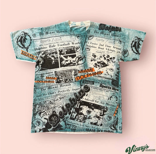 Vintage NFL Miami Dolphins AOP All Over Print Football Shirt Mens Medium